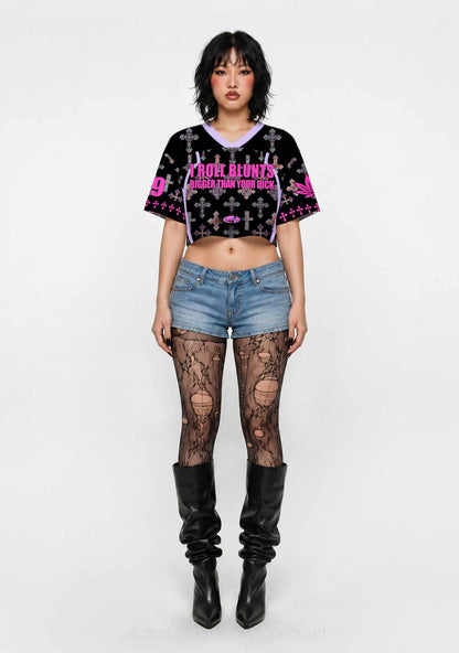 I Roll Blunts Cross Y2K Crop Sport Jersey Shirts Cherrykitten