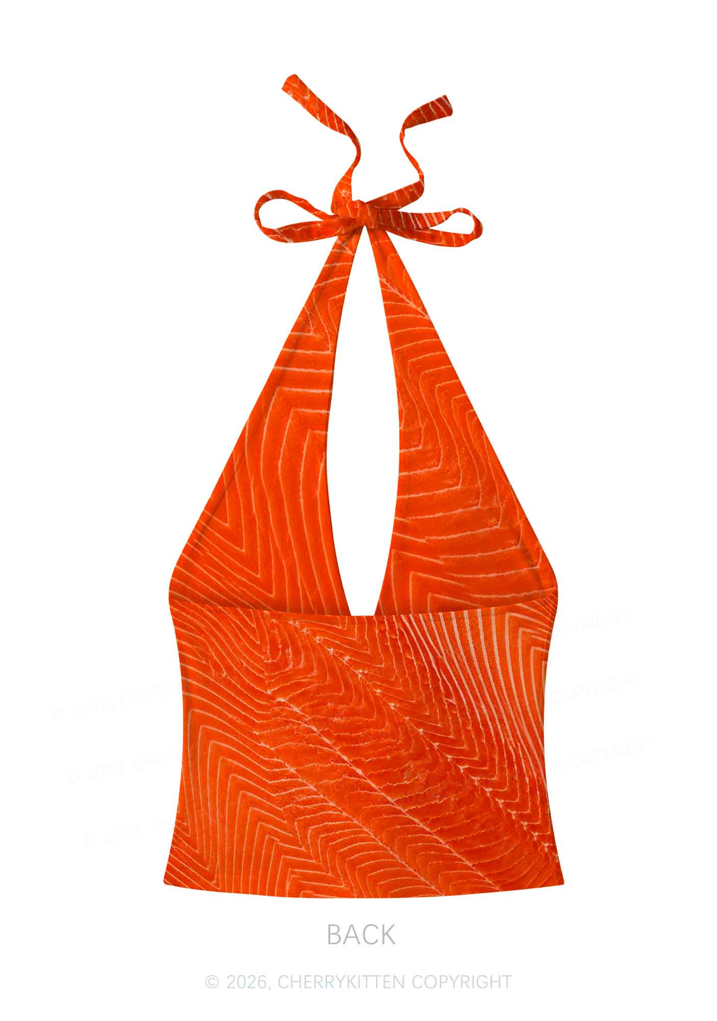 Salmon Meat Texture Y2K Print Halter Deep V Neck Cami Cherrykitten