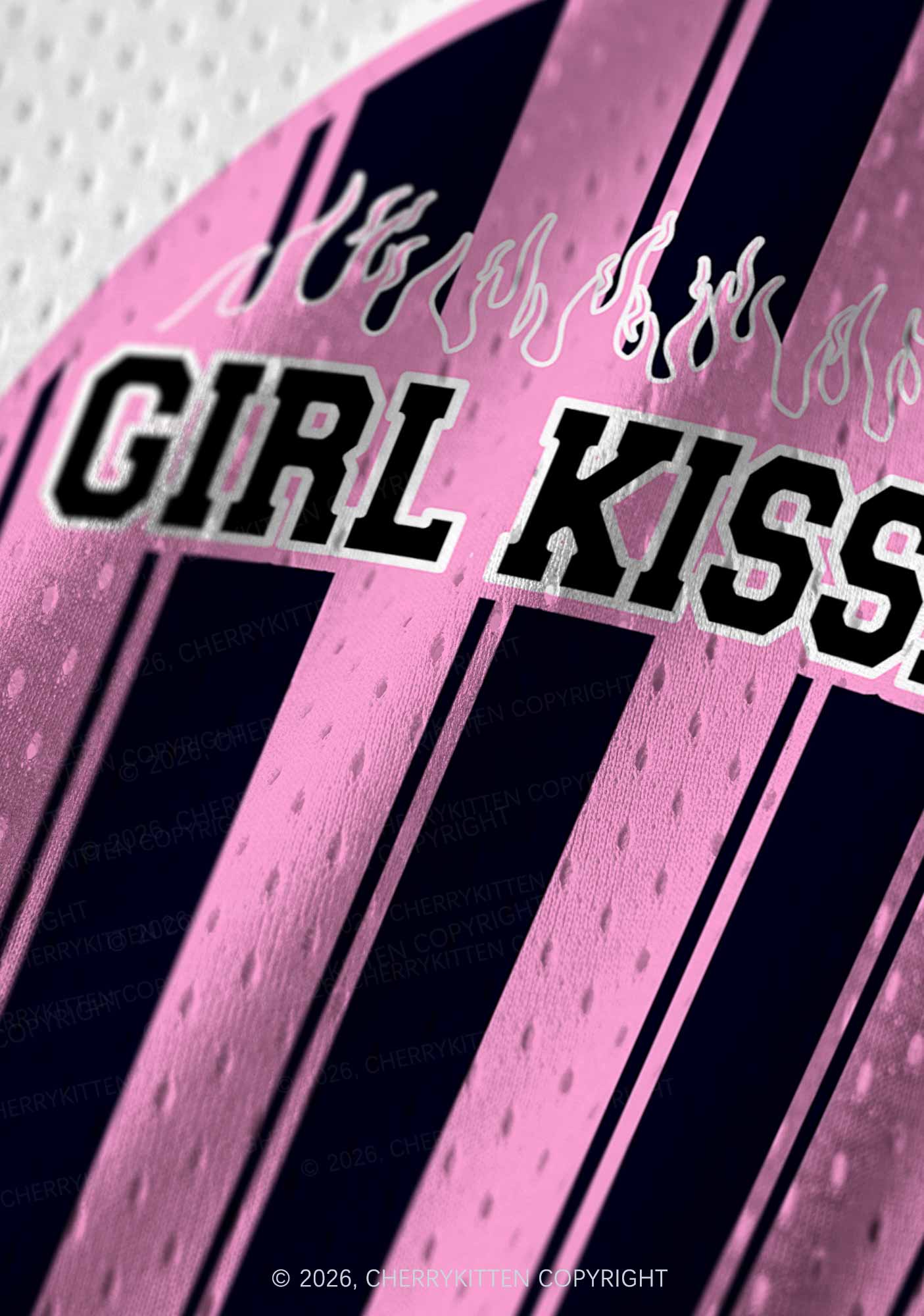 Girl Kisser Pink And Black Stripes Pride Y2K Sport Jersey Tank Cherrykitten