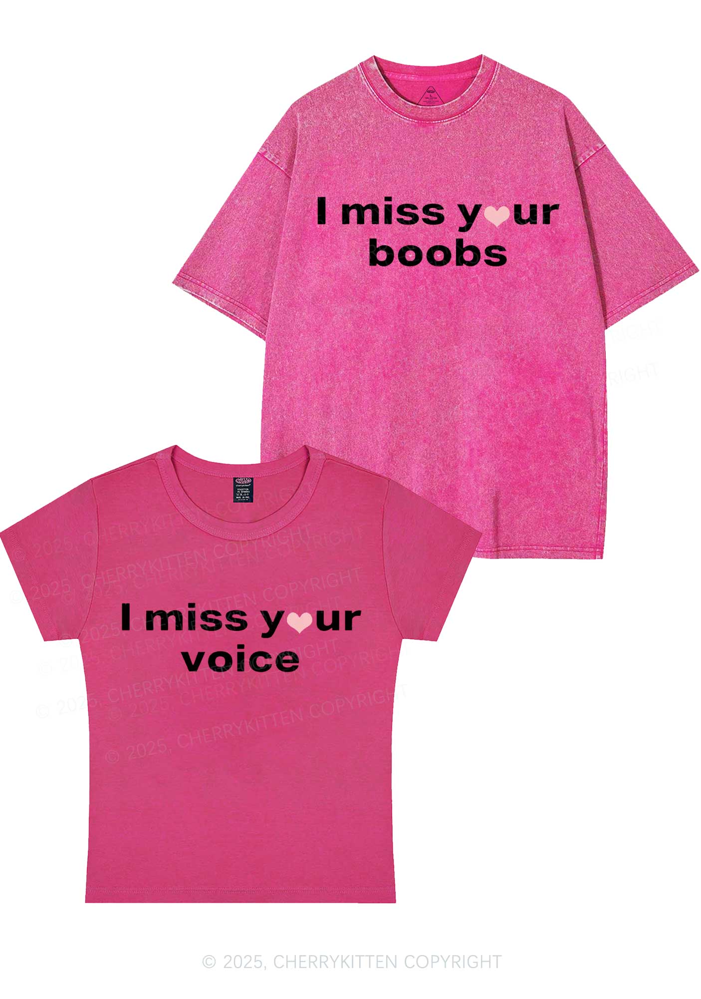 Miss Your Voice Bxxbs Y2K Valentine's Day Couple Shirt Cherrykitten