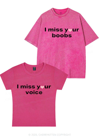 Miss Your Voice Bxxbs Y2K Valentine's Day Couple Shirt Cherrykitten