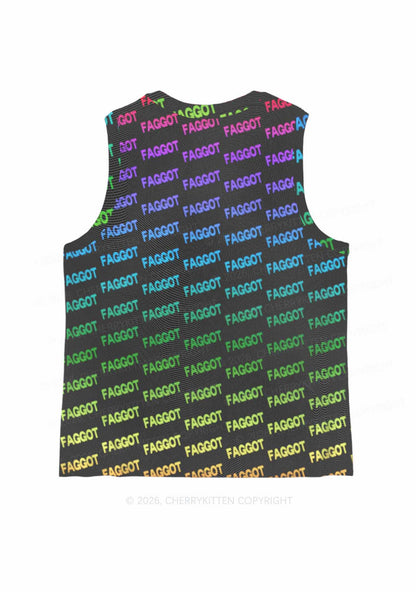 Neon Rainbow Faggot Pride Y2K Mesh Muscle Tank Cherrykitten