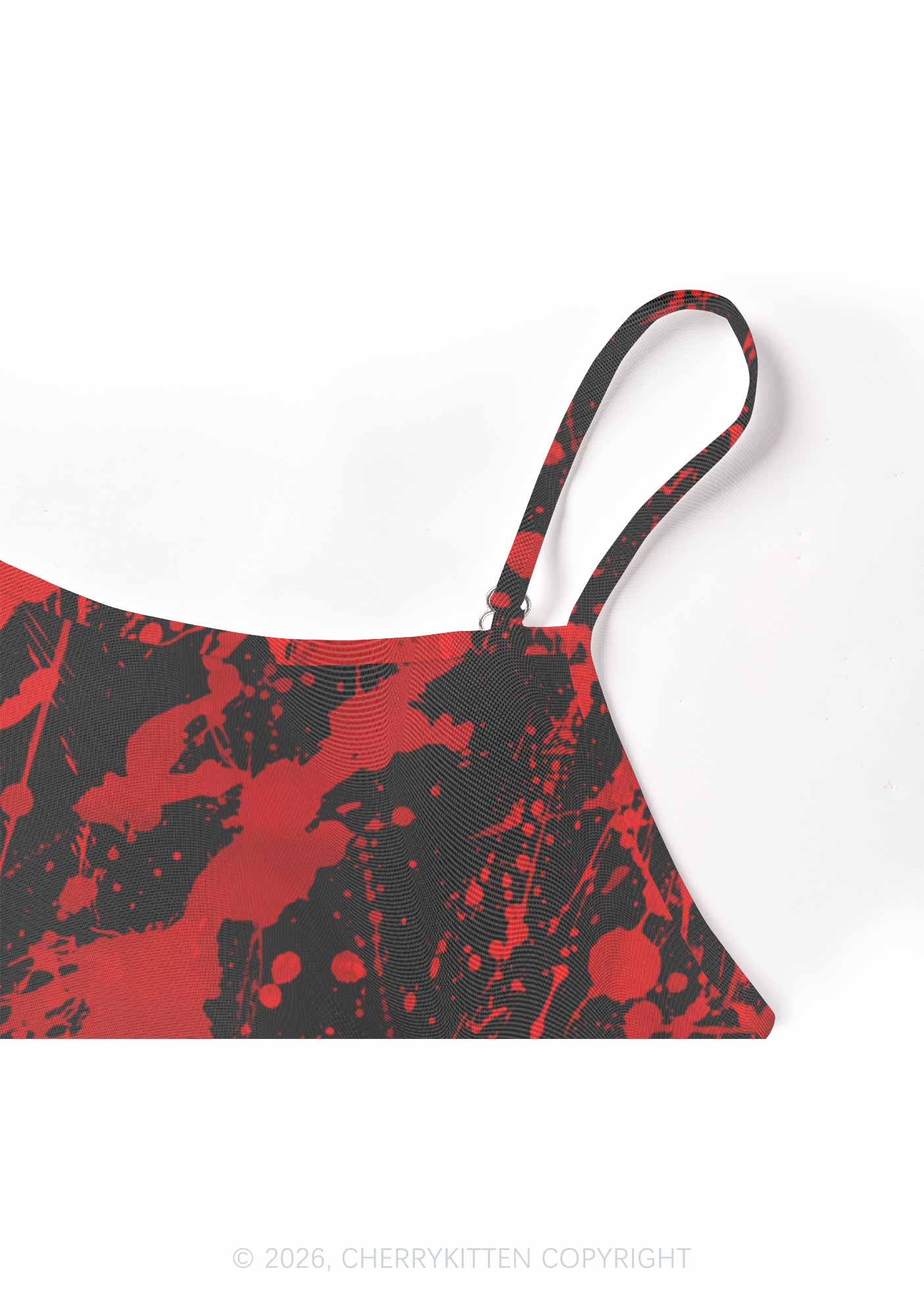 Halloween Red Blood On Black Y2K Mesh Cami Tank Cherrykitten