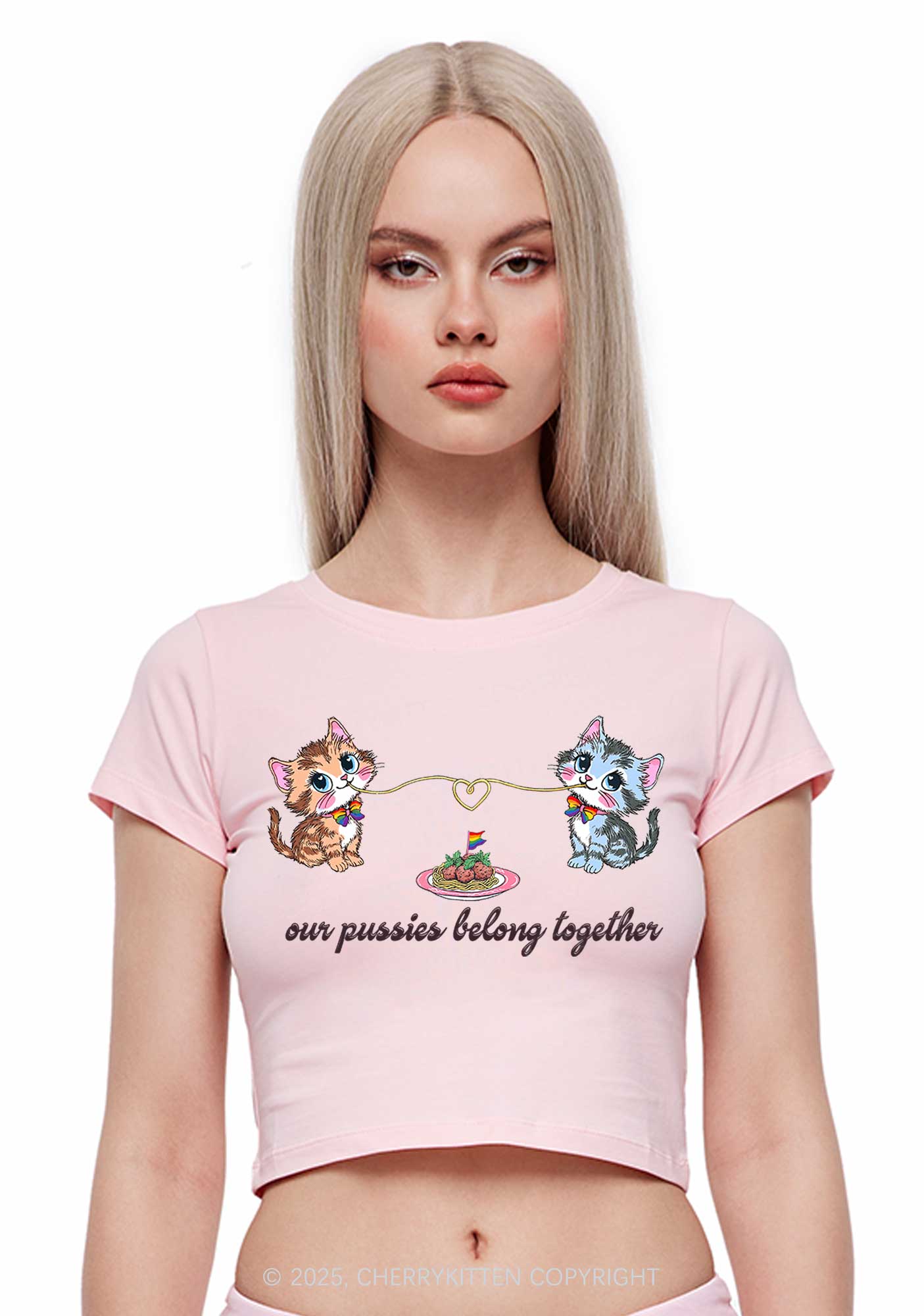 Our Puxxies Belong Together Pride Y2K Baby Tee Cherrykitten