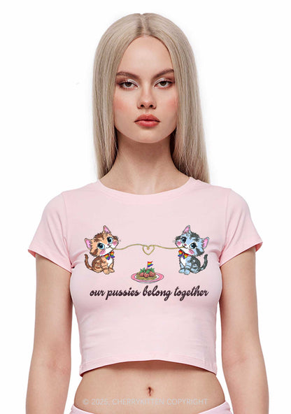 Our Puxxies Belong Together Pride Y2K Baby Tee Cherrykitten