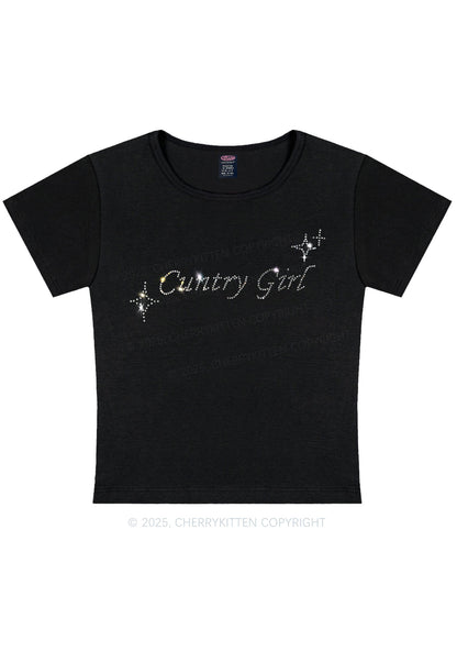 Rhinestone Cxxtry Girl Y2K Baby Tee Cherrykitten