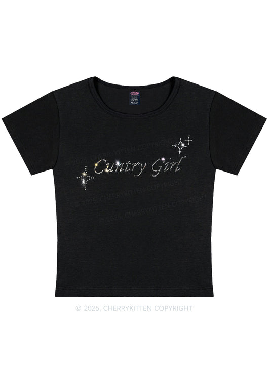 Rhinestone Cxxtry Girl Y2K Baby Tee Cherrykitten