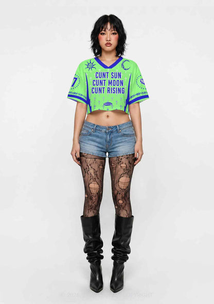 Cxxt Sun Moon Rising Y2K Crop Sport Jersey Shirts Cherrykitten