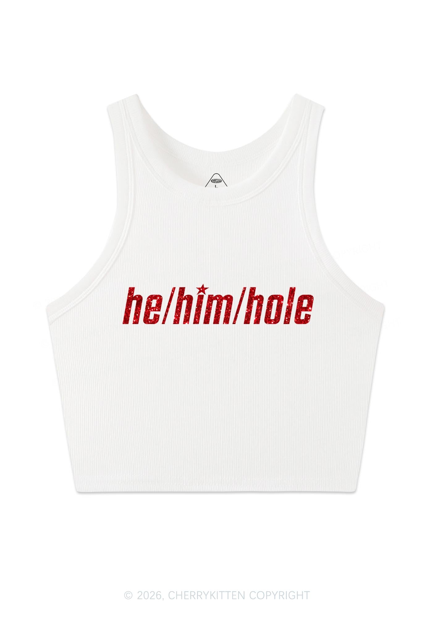Glitter He Him Hole Pride Y2K Crop Tank Top Cherrykitten