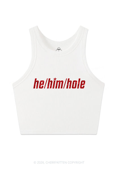 Glitter He Him Hole Pride Y2K Crop Tank Top Cherrykitten