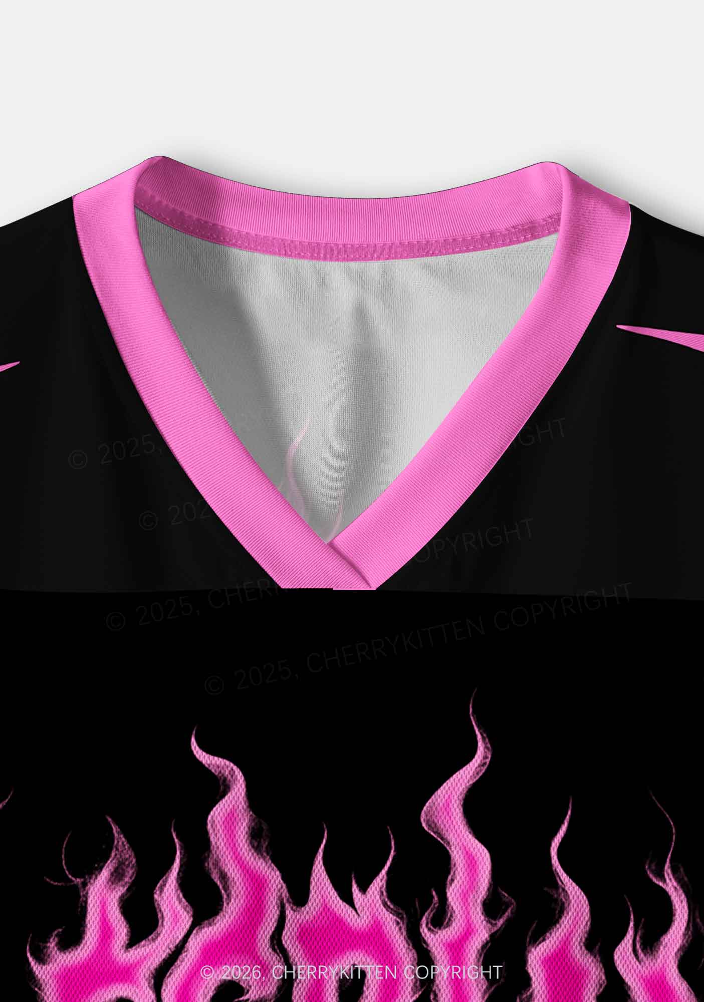 Hot Pink Flame Lesbian Pride Y2K Crop Sport Jersey Shirts Cherrykitten