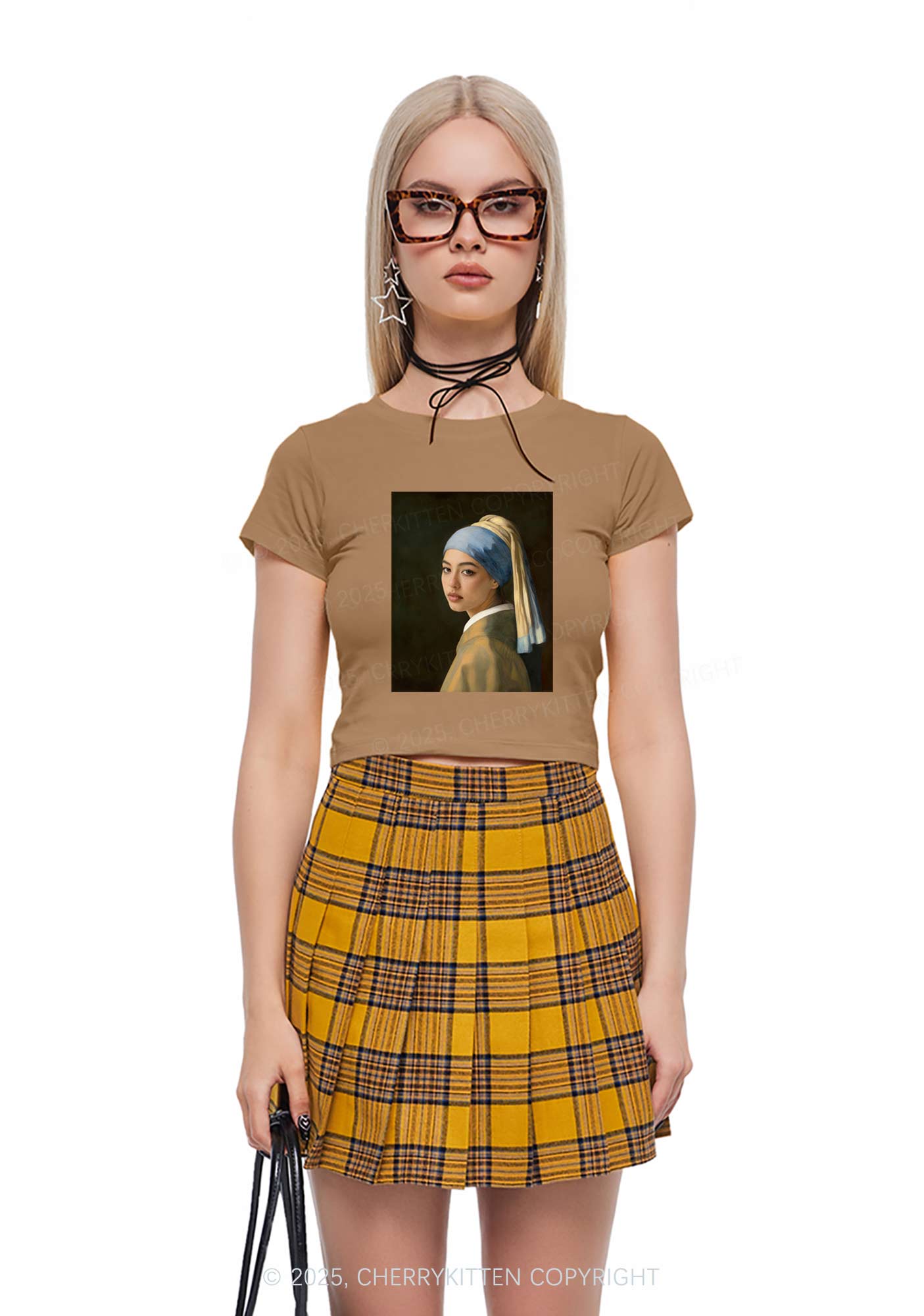 Custom Pearl Portrait Y2K Baby Tee Cherrykitten