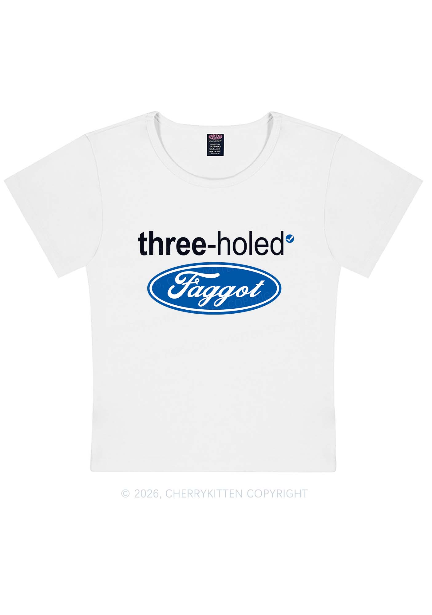 Three Holed Faggot Pride Y2K Baby Tee Cherrykitten