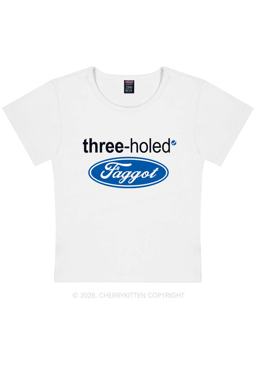 Three Holed Faggot Pride Y2K Baby Tee Cherrykitten