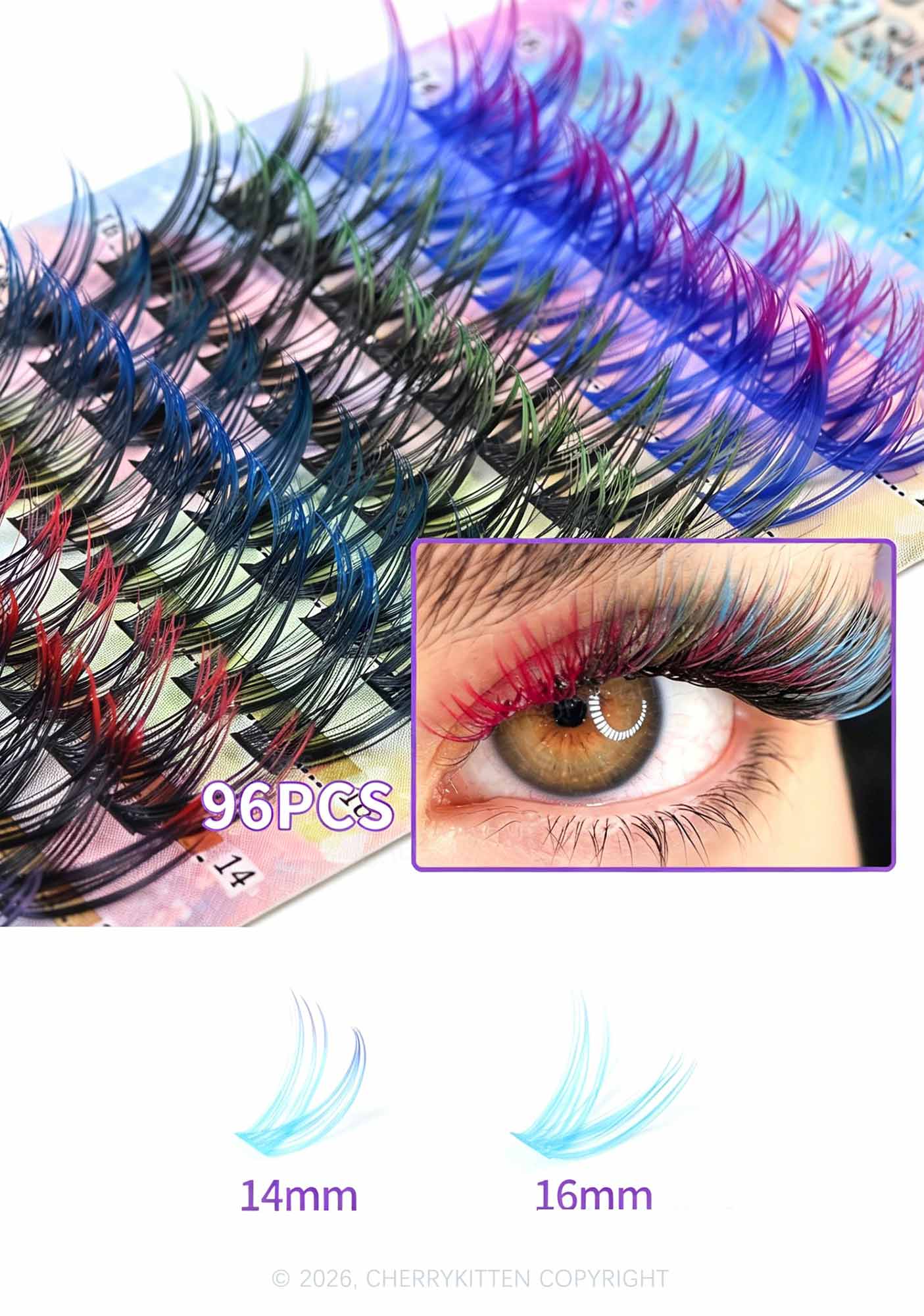 DIY Lash Clusters 96pcs Y2K Individual Eyeslash Extensions Cherrykitten