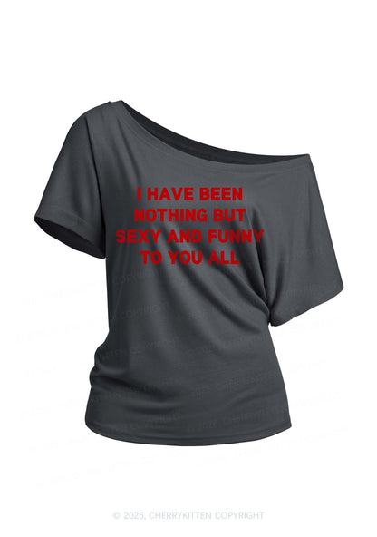 I Have Been Funny Y2K Off Shoulder Tee Cherrykitten