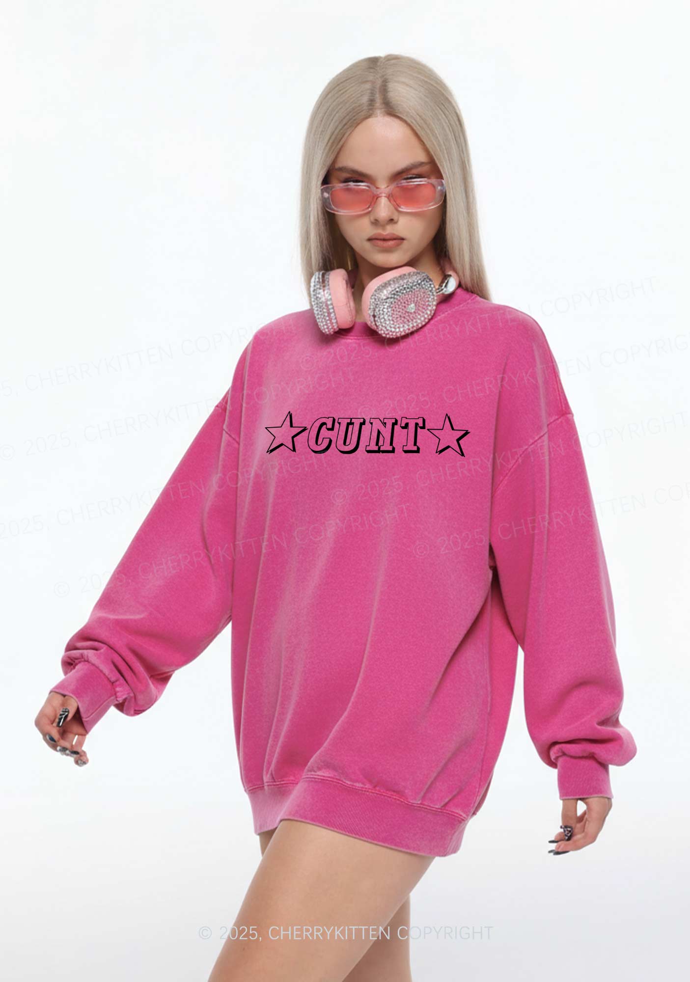 Star Count Y2K Washed Sweatshirts Cherrykitten