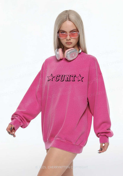Star Count Y2K Washed Sweatshirts Cherrykitten