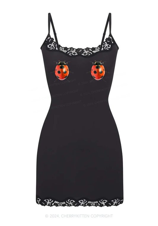 Ladybugs Y2K Lace Slip Dress Cherrykitten
