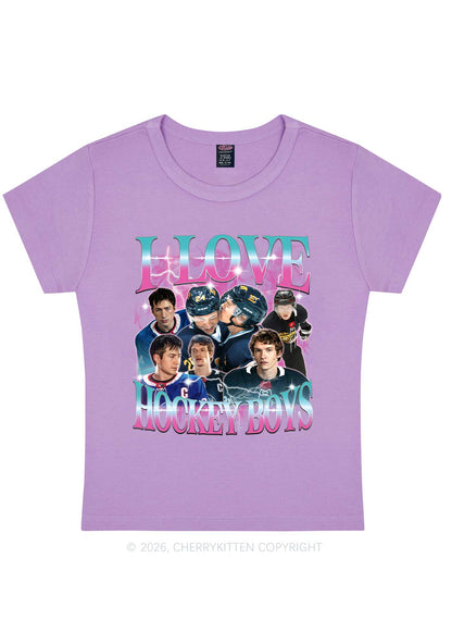 Pink Blue Gradient I Love Hockey Boys HR Y2K Baby Tee Cherrykitten