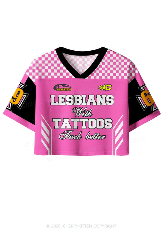 Lesbians With Tattoos Fxxk Better Pride Y2K Crop Sport Jersey Shirts Cherrykitten