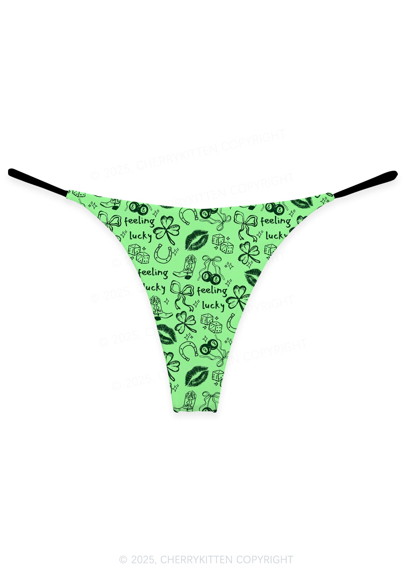 Feeling Lucky Graffiti St Patricks Y2K Print Bikini String Thong Cherrykitten