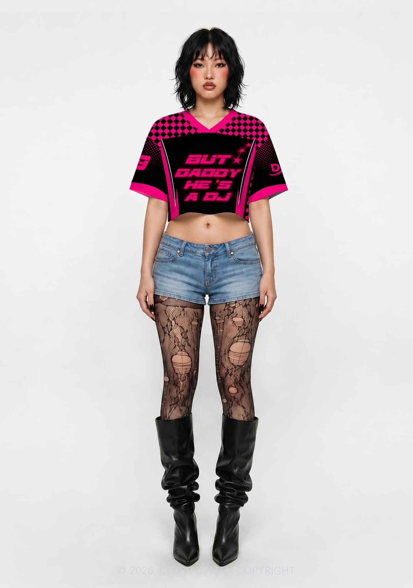 But Daddy He Is A DJ Y2K Crop Sport Jersey Shirts Cherrykitten