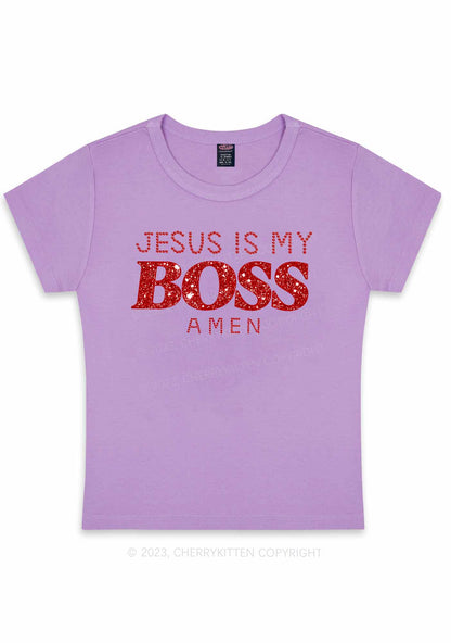 Curvy Jesus Is My Boss Y2K Baby Tee Cherrykitten