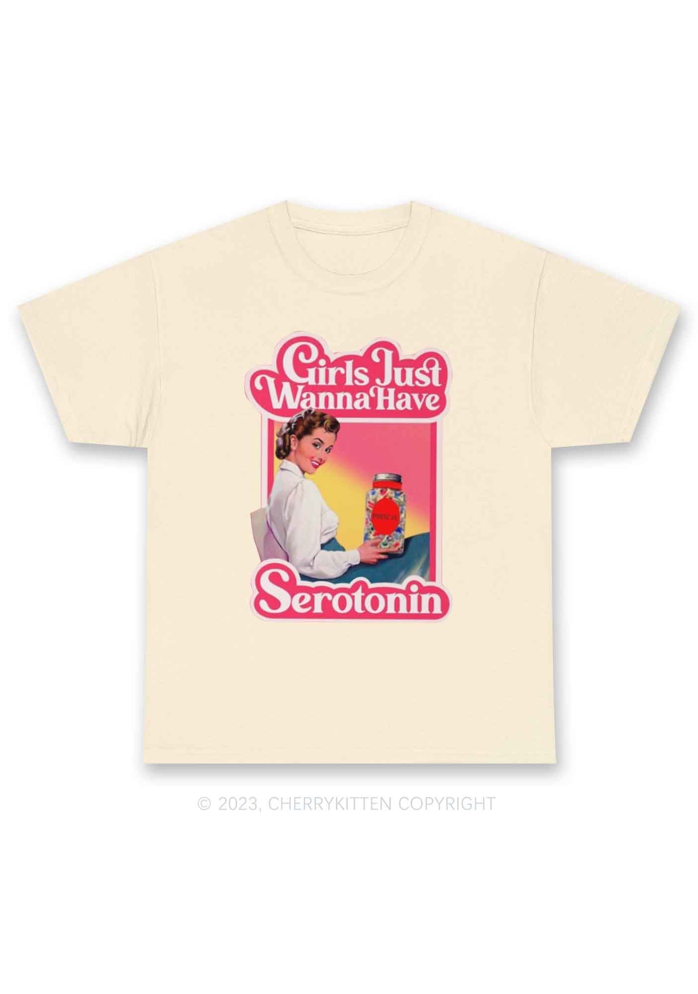 Girls Just Wanna Have Serotonin Y2K Chunky Shirt Cherrykitten