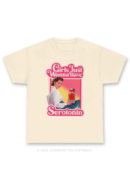 Girls Just Wanna Have Serotonin Y2K Chunky Shirt Cherrykitten