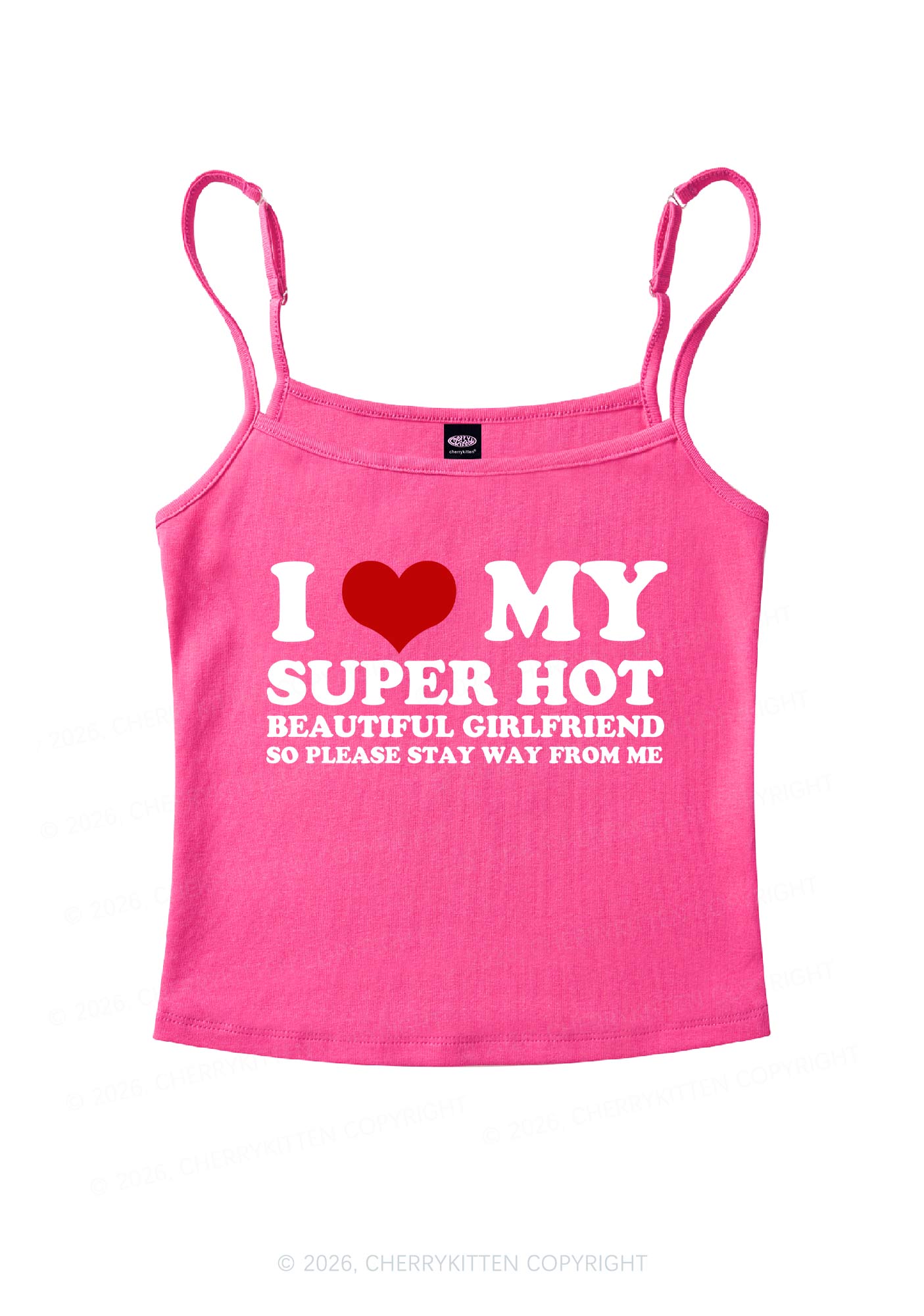 Love My Super Hot GF Valentine's Day Y2K Spaghetti Strap Cami Cherrykitten