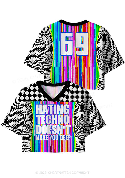 Hating Techno Y2K Crop Sport Jersey Shirts Cherrykitten