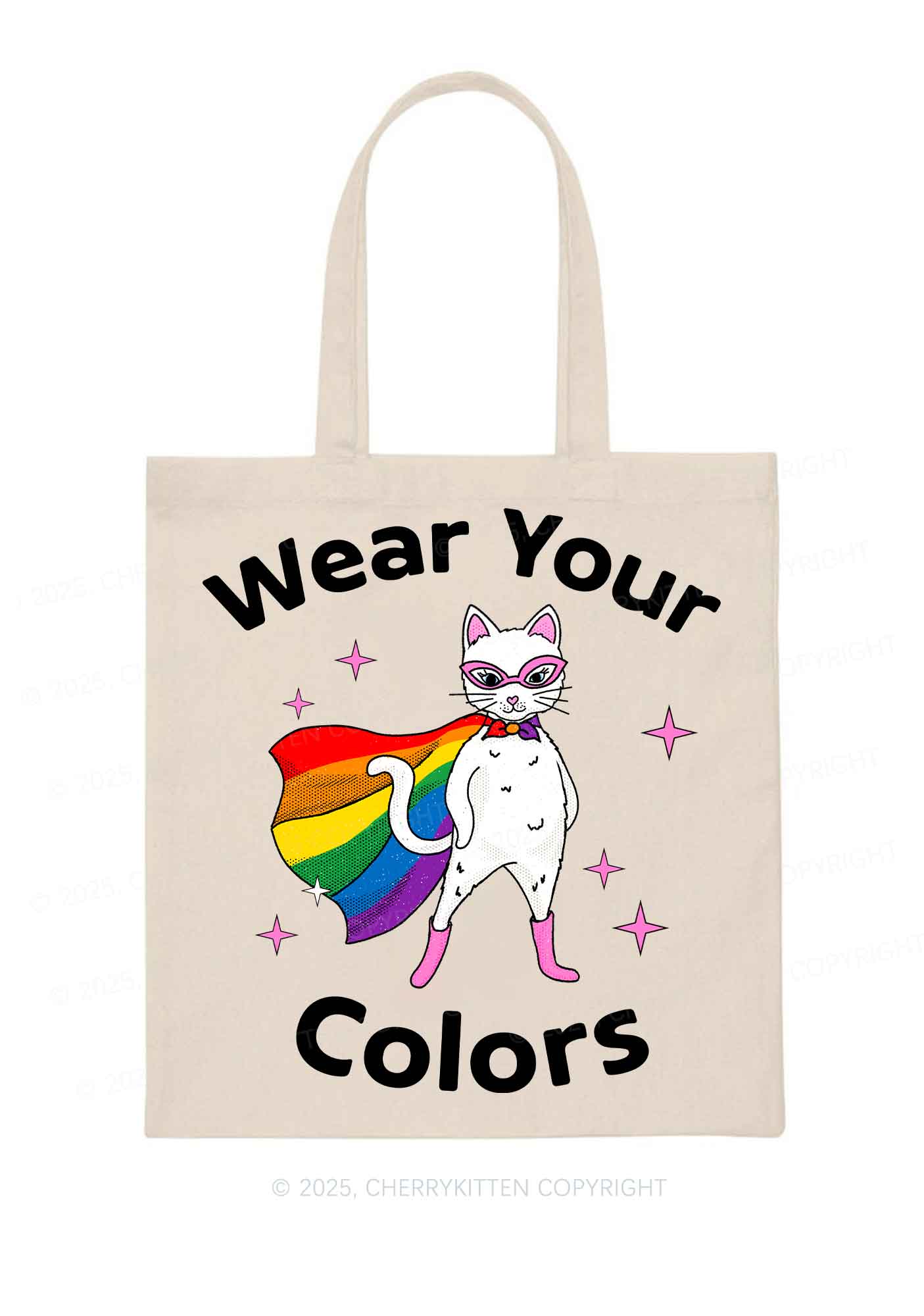 Pride Flag Cat Y2K Canvas Tote Bag Cherrykitten