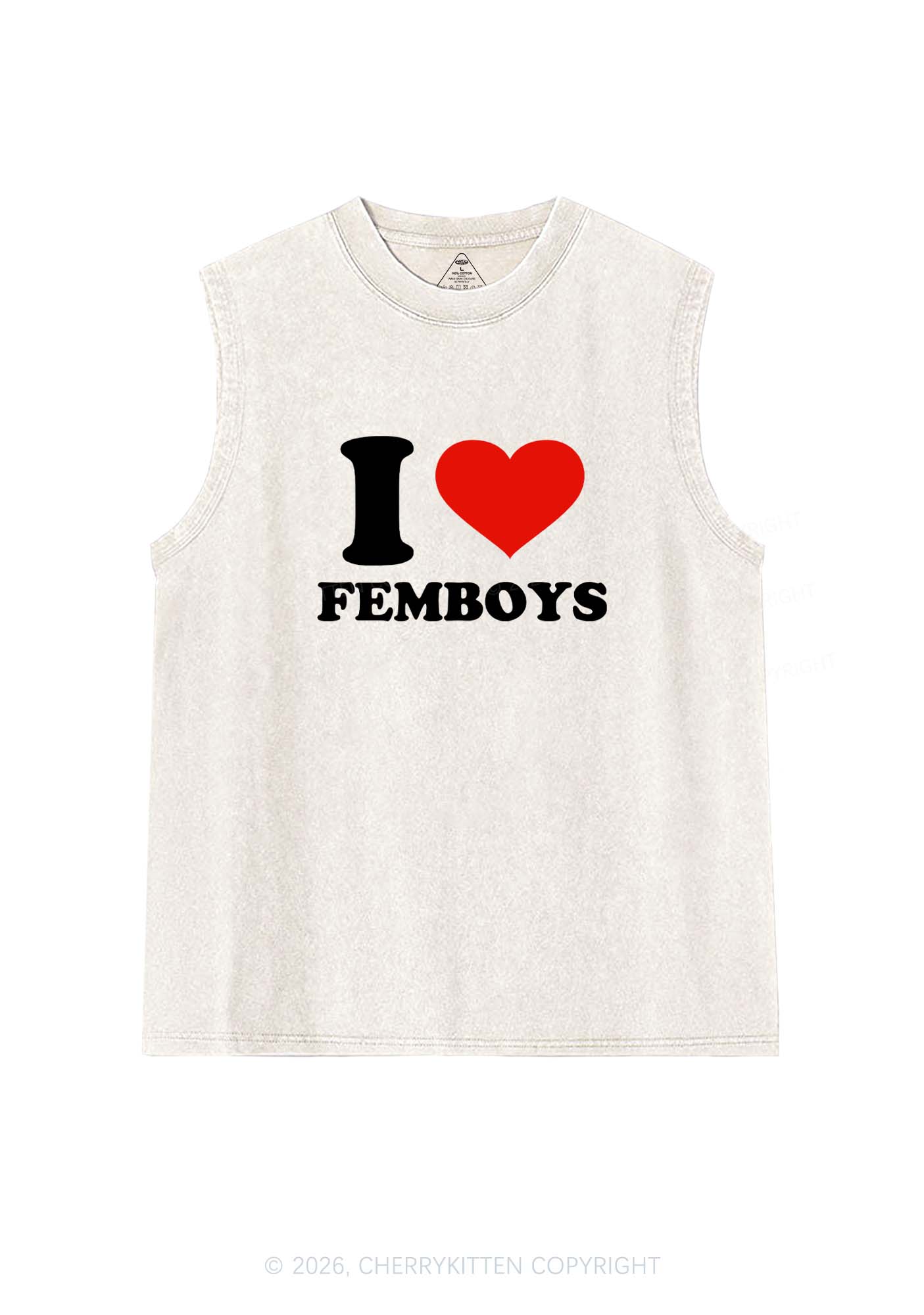 I Love Femboys Pride Y2K Washed Muscle Tank Cherrykitten