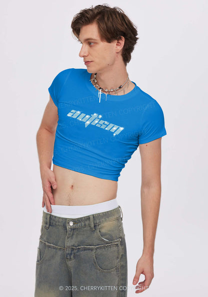 Rhinestone Autism Y2K Baby Tee Cherrykitten