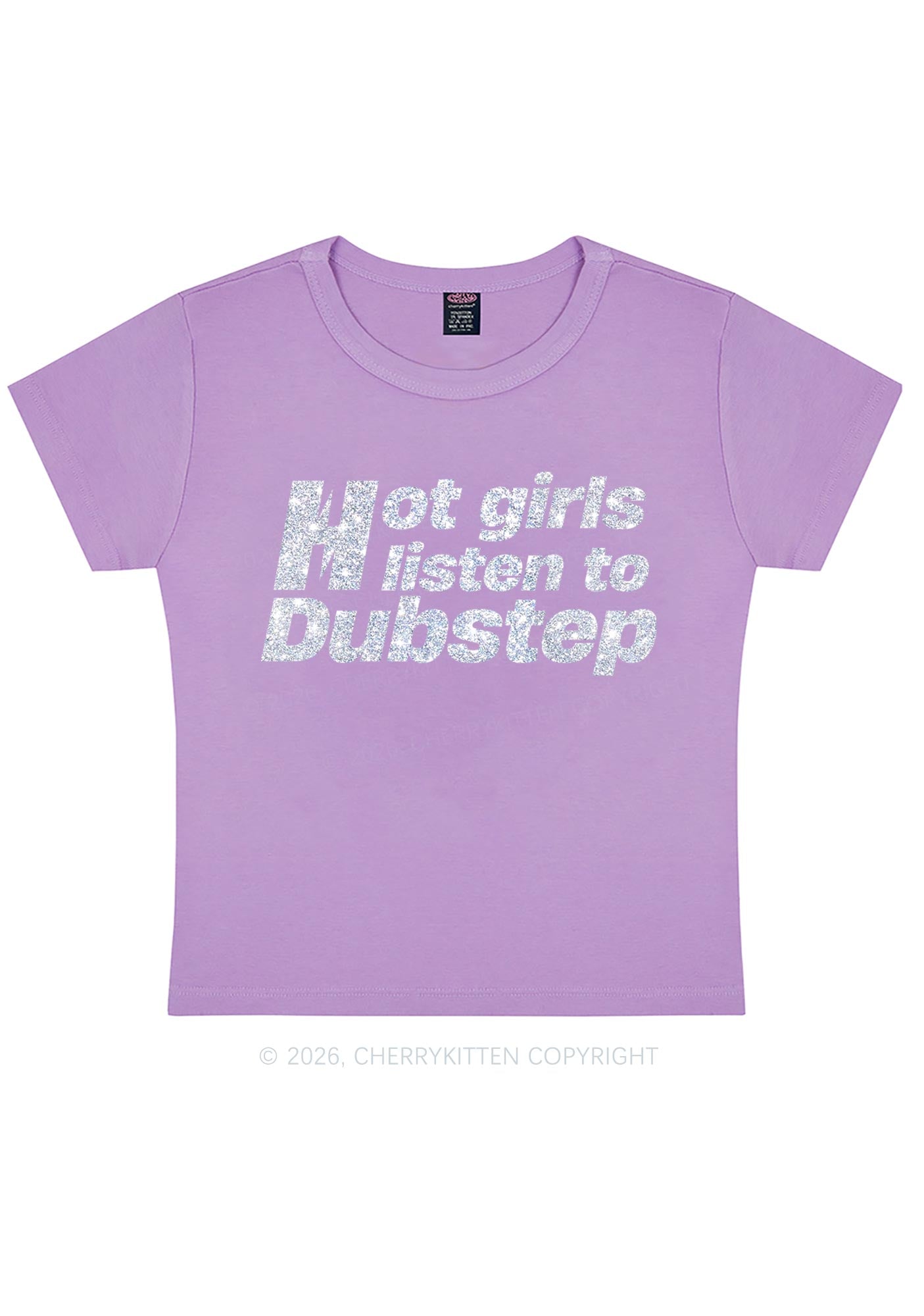 Glitter Hot Girls Listen To Dubstep Y2K Baby Tee Cherrykitten