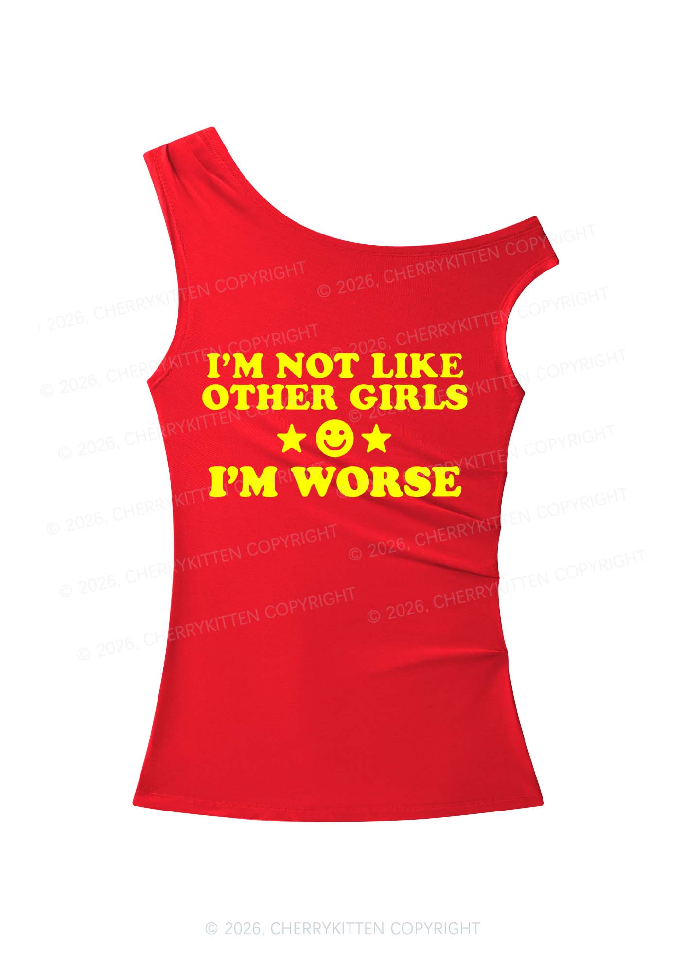 Im Worse Y2K Off Shoulder Tank Top Cherrykitten