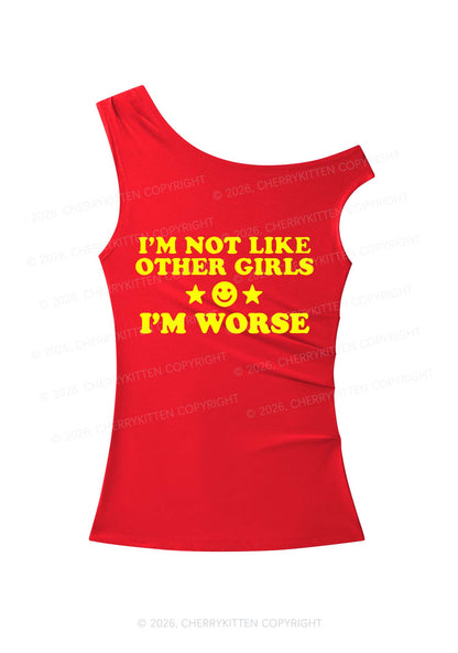 Im Worse Y2K Off Shoulder Tank Top Cherrykitten