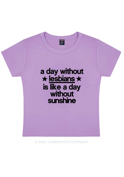 Lesbians Is Like Sunshine Pride Y2K Baby Tee Cherrykitten