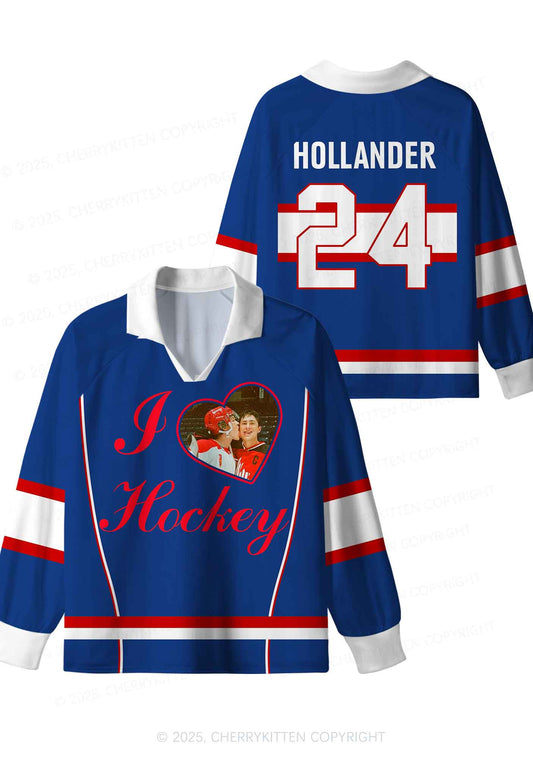 Blue I Love Hockey HR Y2K Long Sleeve Sport Jersey Shirts Cherrykitten