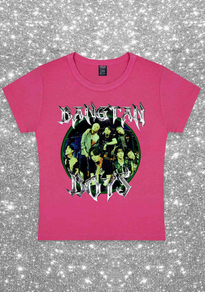 The Bangtan Boys Kpop Y2K Baby Tee Cherrykitten