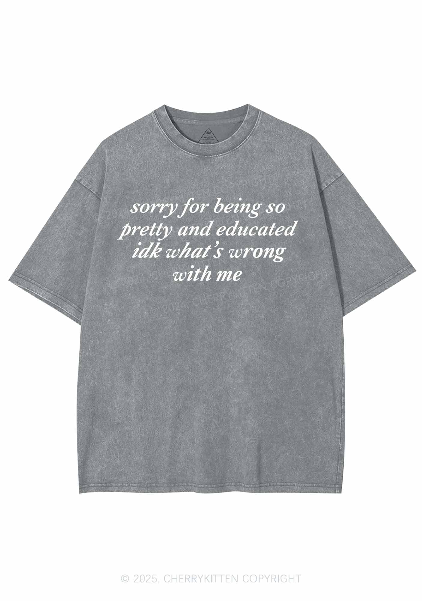 Sorry For Being So Pretty Y2K Shirts Washed Tee Cherrykitten