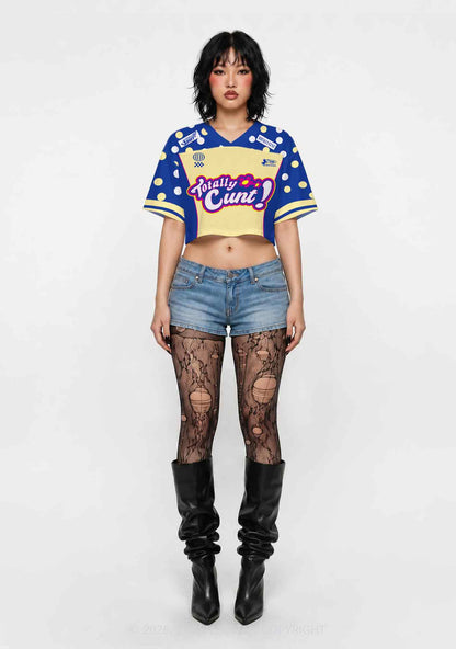 Yellow Dots Totally Cxxt Y2K Crop Sport Jersey Shirts Cherrykitten