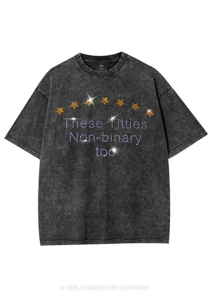 Rhinestone Txtties Nonbinary Too Y2K Shirts Washed Tee Cherrykitten