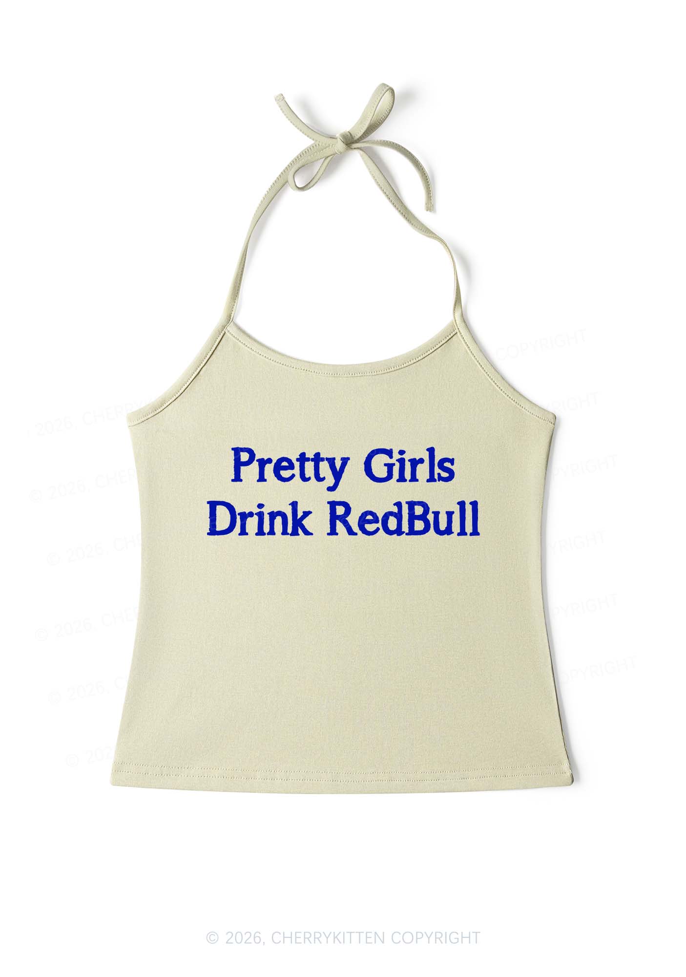 Pretty Girls Drink Red Y2K Halter Neck Cami Cherrykitten