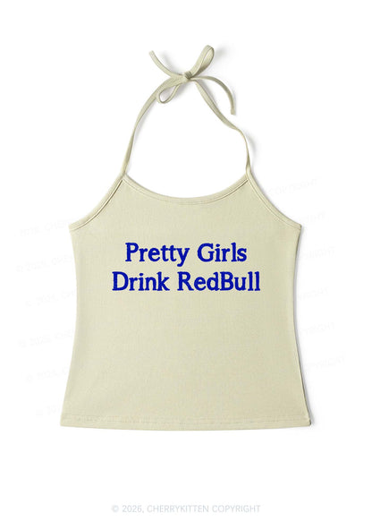 Pretty Girls Drink Red Y2K Halter Neck Cami Cherrykitten