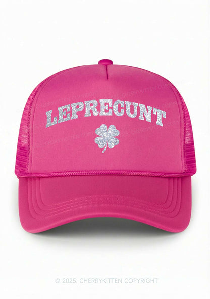 Glitter Leprecunt St Patricks Y2K Trucker Hat Cherrykitten
