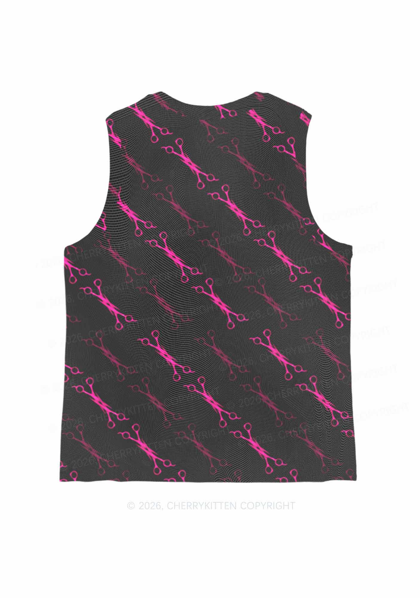 Pink Scissors Pride Y2K Mesh Muscle Tank Cherrykitten