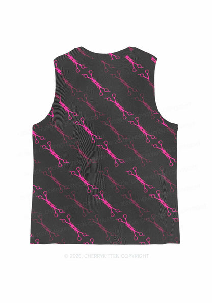 Pink Scissors Pride Y2K Mesh Muscle Tank Cherrykitten