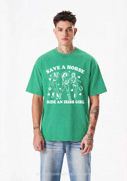 Ride An Irish Girl St Patricks Y2K Shirts Washed Tee Cherrykitten